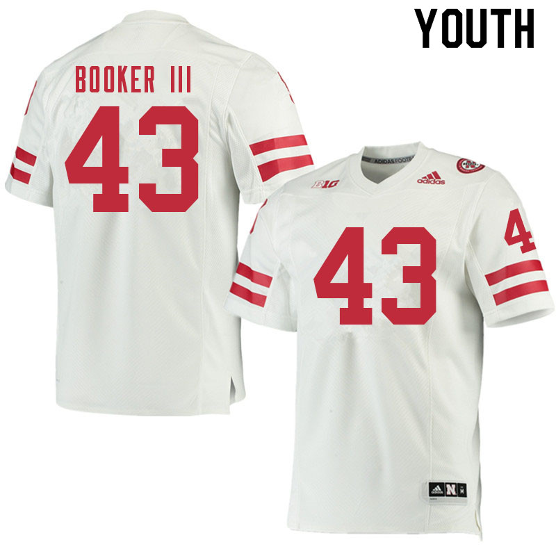 Youth #43 Michael Booker III Nebraska Cornhuskers College Football Jerseys Sale-White - Click Image to Close